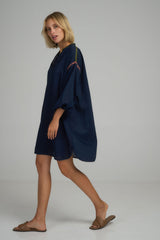 ORDU TRIM DRESS | Navy Blue + Mixed Crochet