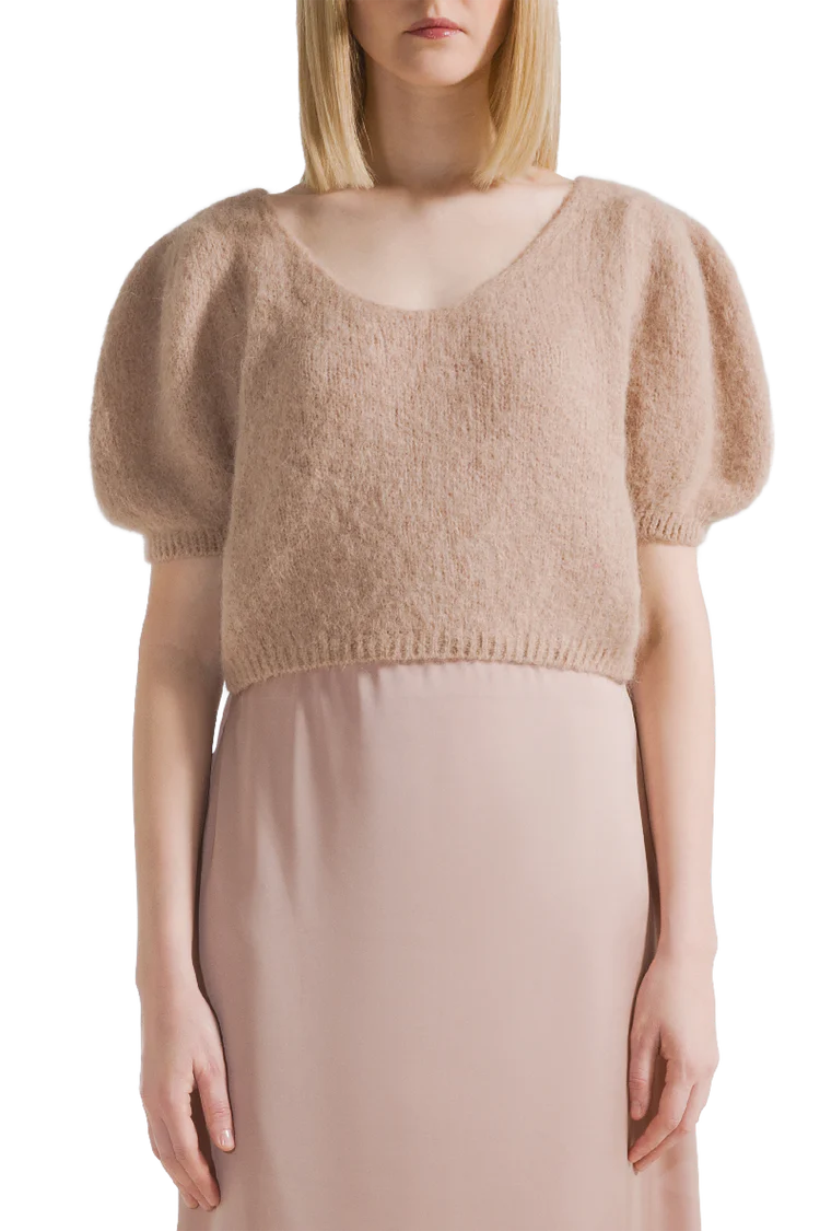 LOLANDA SHORT SLEEVE KNIT | Medium Brown