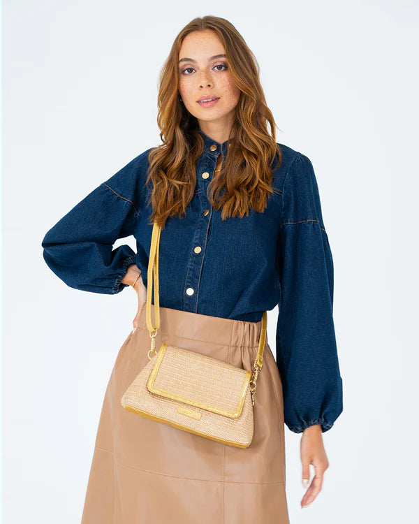 LUGANO CROSSBODY BAG in Gold Weave by Elms and King