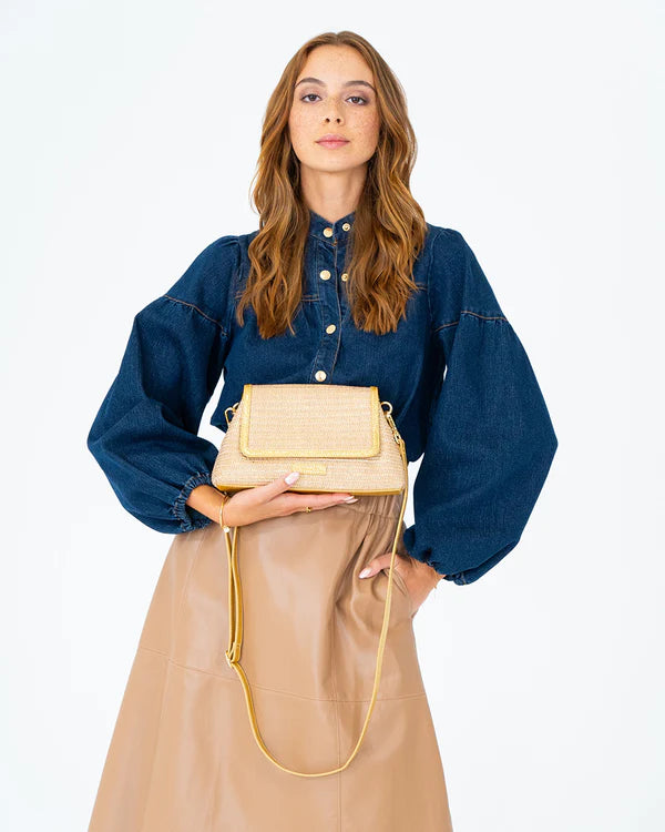 LUGANO CROSSBODY BAG in Gold Weave by Elms and King
