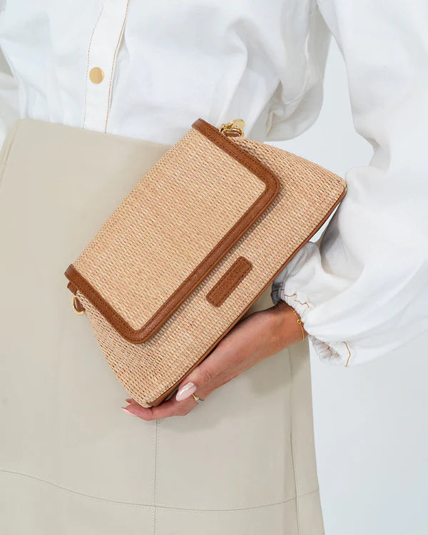 LUGANO CROSSBODY BAG | Tan Weave