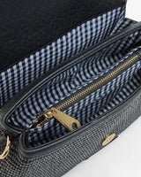 LUGANO CROSSBODY BAG in Black Weave by Elms and King