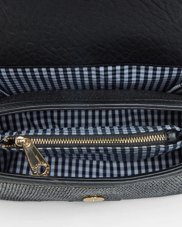 LUGANO CROSSBODY BAG in Black Weave by Elms and King