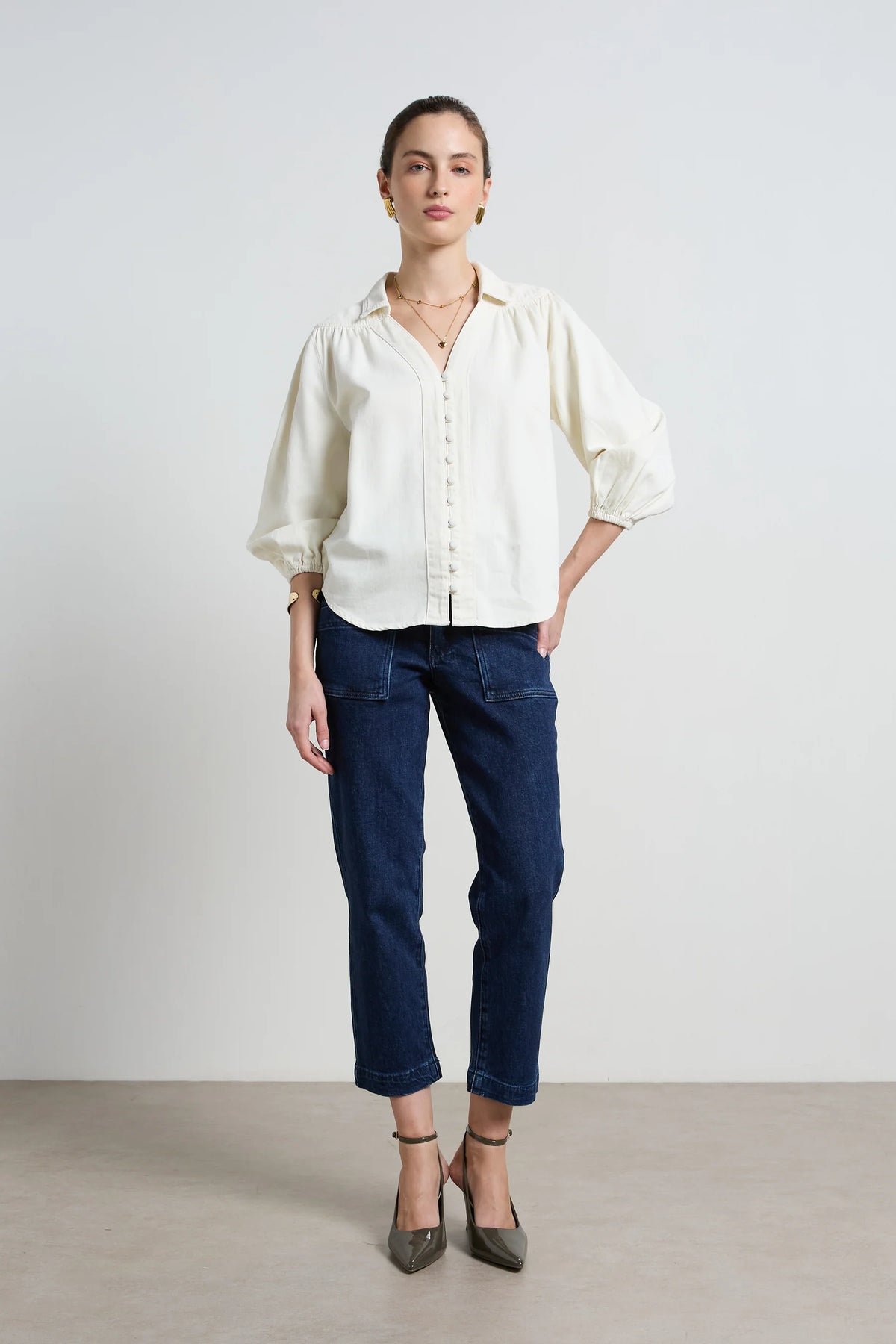 MARLOWE DENIM SHIRT in Ivory by Dricoper