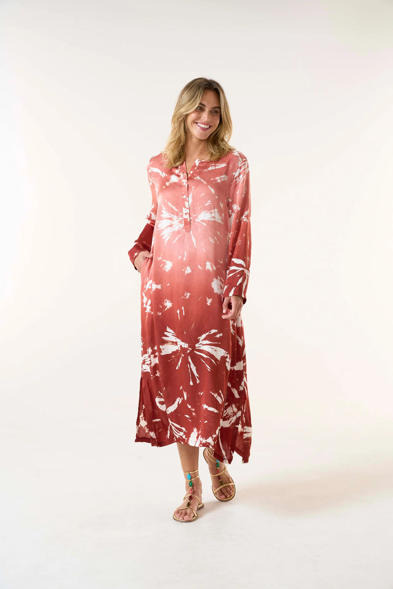 LLEW MAXI DRESS in Marrakesh Terracotta Cupro from Oneseason