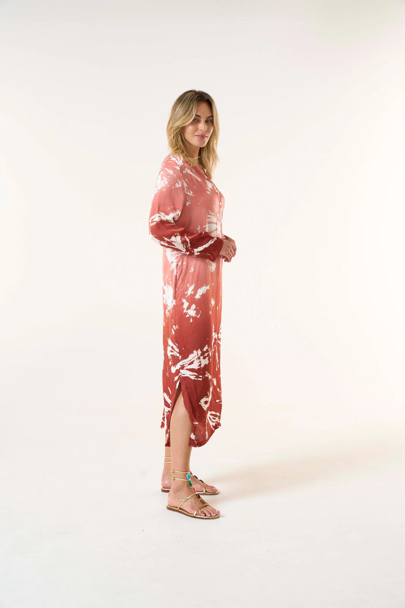 LLEW MAXI DRESS in Marrakesh Terracotta Cupro from Oneseason