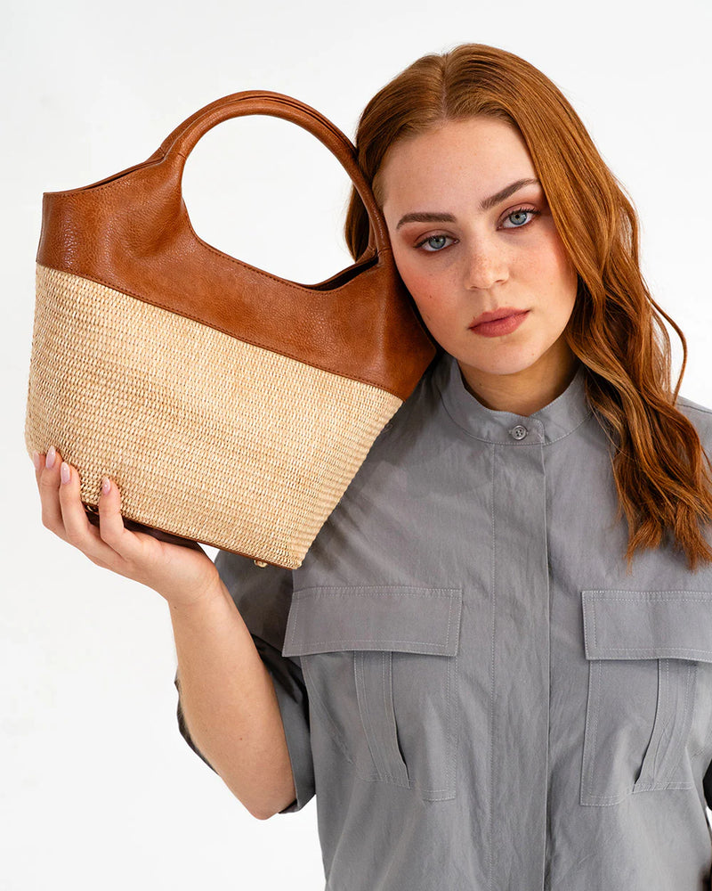 MILLER TOTE | Tan with Natural Weave