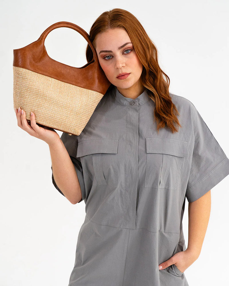 MILLER TOTE | Tan with Natural Weave