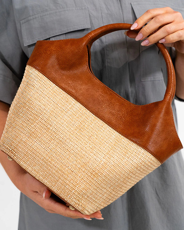 MILLER TOTE | Tan with Natural Weave