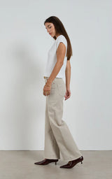 MOLLY MID RISE STRAIGHT LEG JEAN in Beige by Dricoper