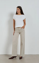 MOLLY MID RISE STRAIGHT LEG JEAN in Beige by Dricoper