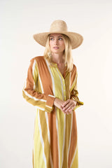 BAZAAR STRIPE COTTON DRESS in Moroccan Stripe Citrine from Oneseason