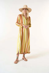 BAZAAR STRIPE COTTON DRESS in Moroccan Stripe Citrine from Oneseason