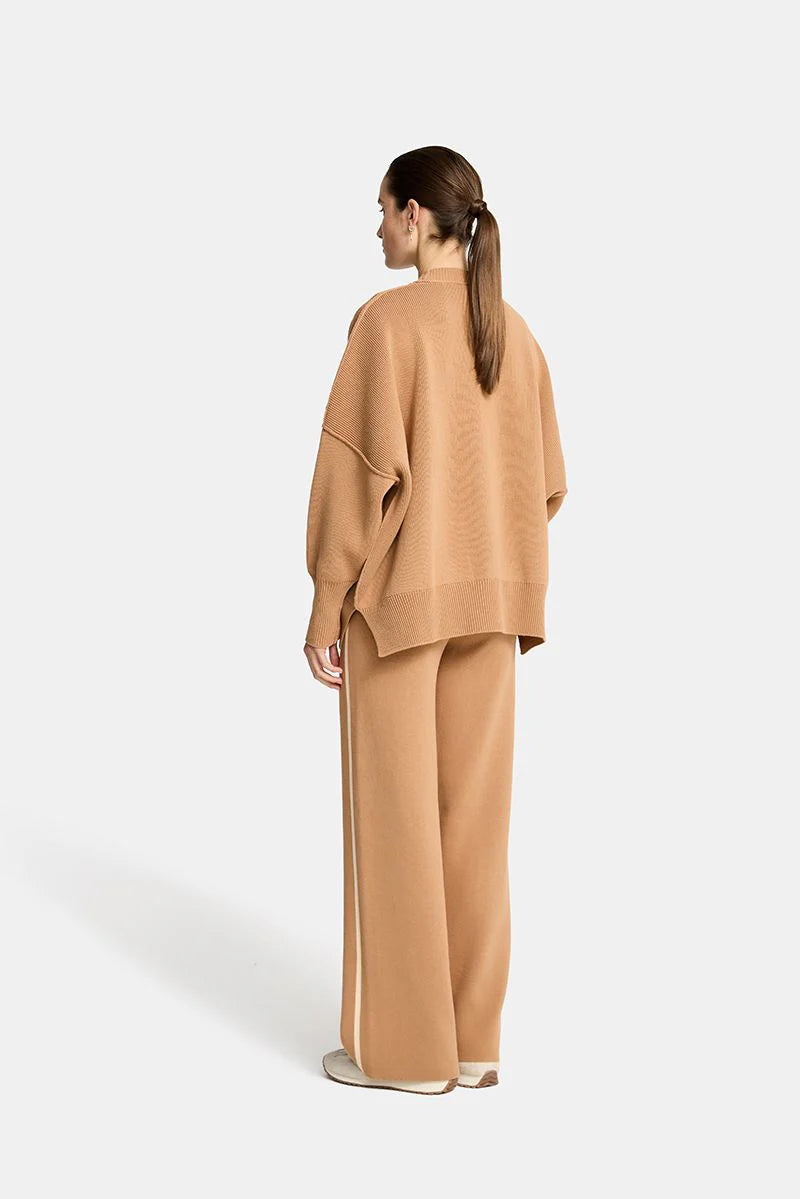 NATASHA SWEAT PANT in Camel and Cream by Arlington Milne