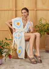 NATURAL LONG ROBE SHORT SLEEVE | Light Blue Heart