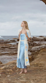 NATURAL LONG ROBE SHORT SLEEVE | Light Blue Heart