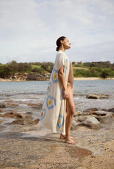 NATURAL LONG ROBE SHORT SLEEVE | Light Blue Heart