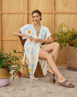 NATURAL LONG ROBE SHORT SLEEVE | Light Blue Heart