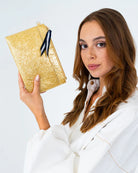 NEW YORK COIN PURSE in Light Gold Crinkle by Elms and King