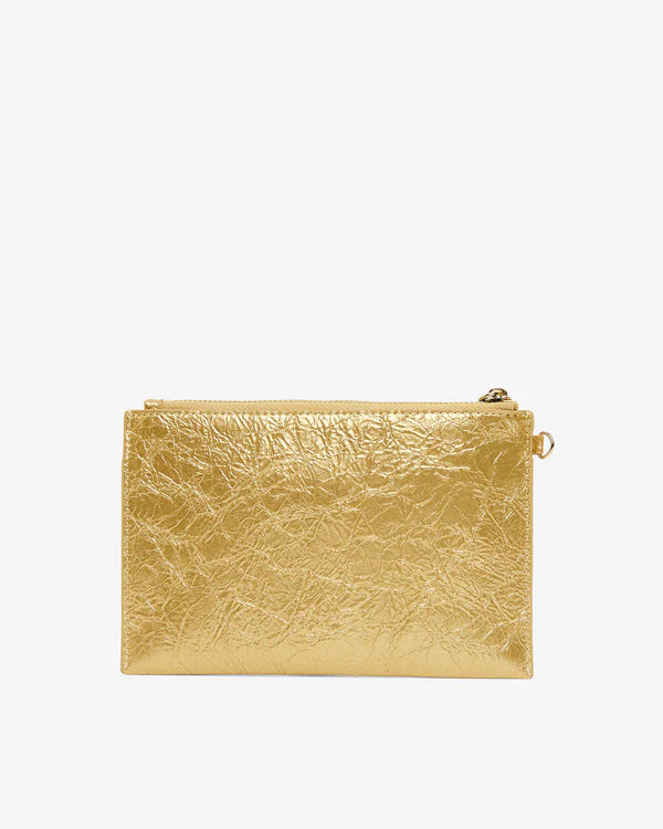 NEW YORK COIN PURSE in Light Gold Crinkle by Elms and King