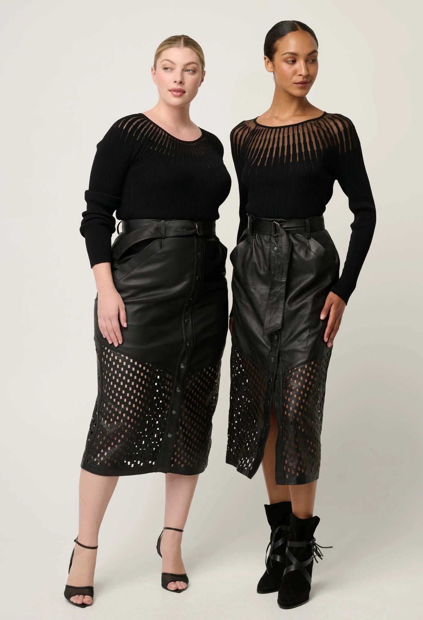 RHIANNON SHEER KNIT TOP in Black from Oncewas
