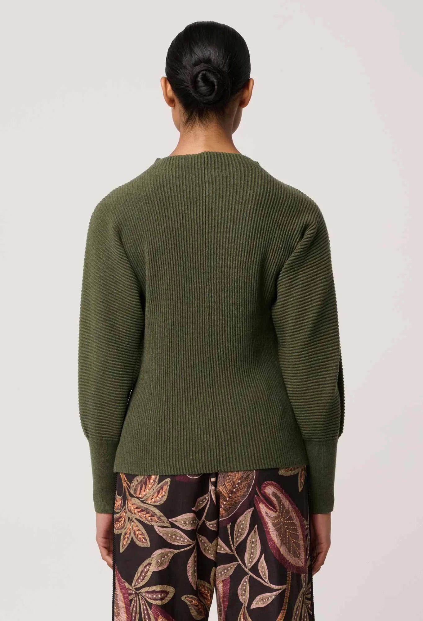 ROSELLE MERINO WOOL BLEND KNIT TOP in Winter Moss by OnceWas