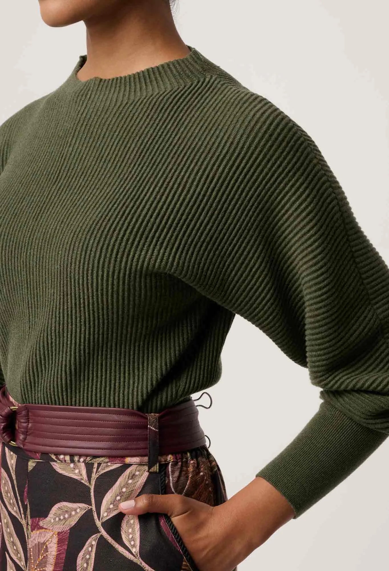 ROSELLE MERINO WOOL BLEND KNIT TOP in Winter Moss by OnceWas