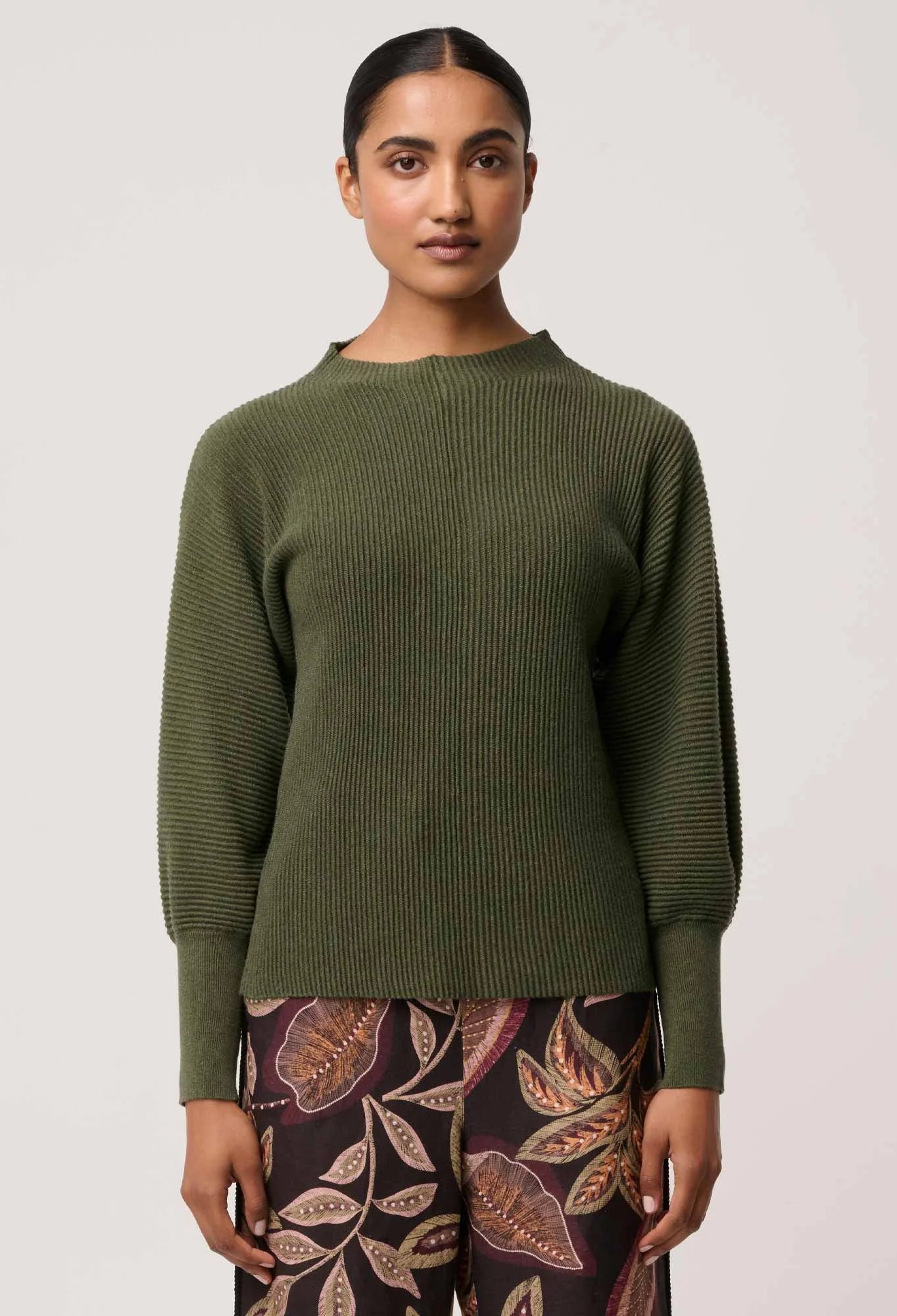 ROSELLE MERINO WOOL BLEND KNIT TOP in Winter Moss by OnceWas