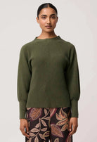 ROSELLE MERINO WOOL BLEND KNIT TOP in Winter Moss by OnceWas
