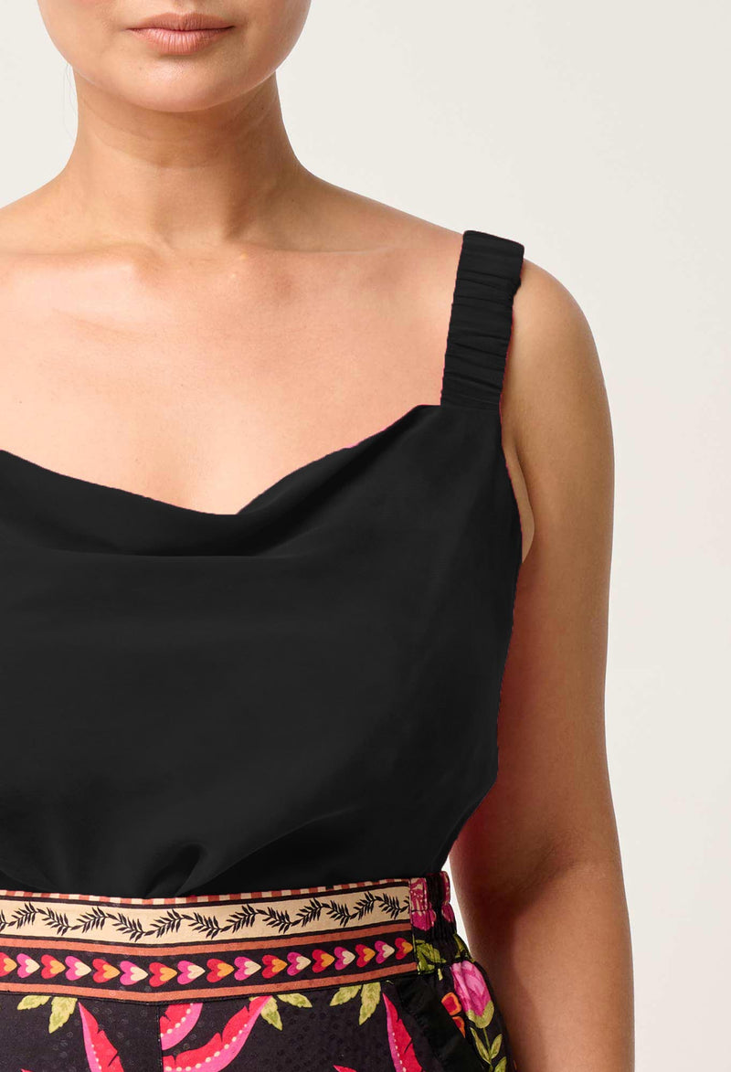 DELRAY REVERSIBLE CUPRO CAMI in Black from Oncewas