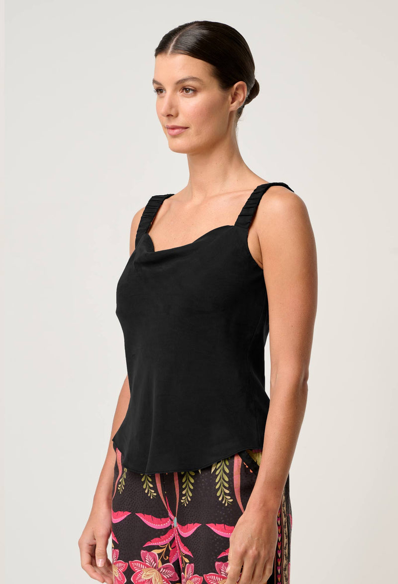 DELRAY REVERSIBLE CUPRO CAMI in Black from Oncewas
