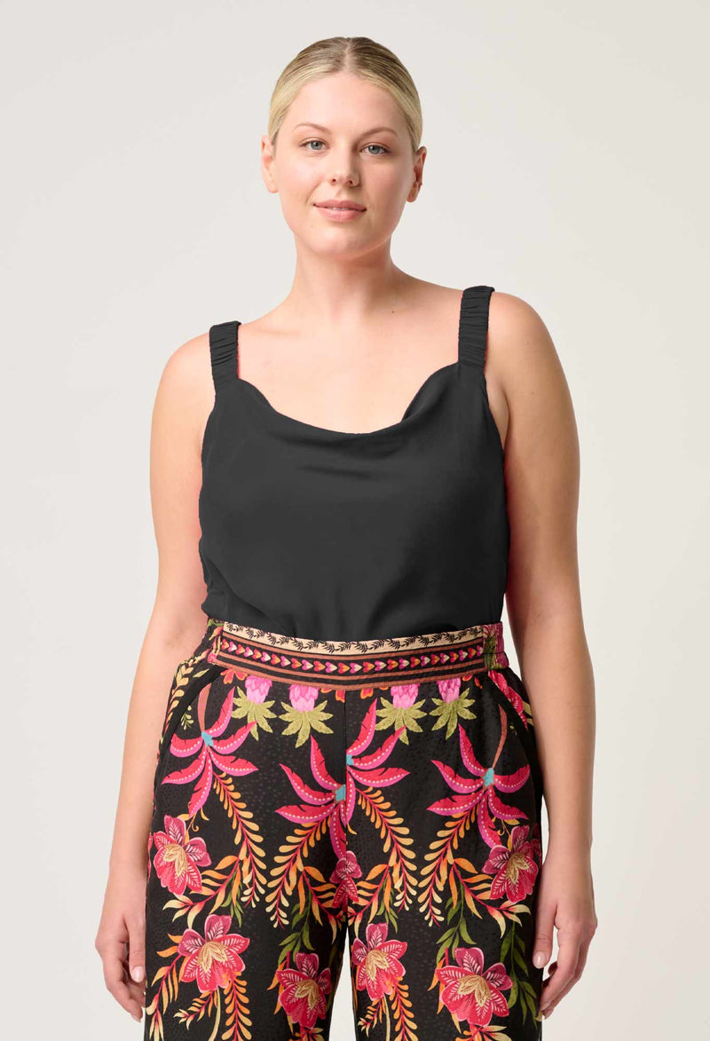 DELRAY REVERSIBLE CUPRO CAMI in Black from Oncewas