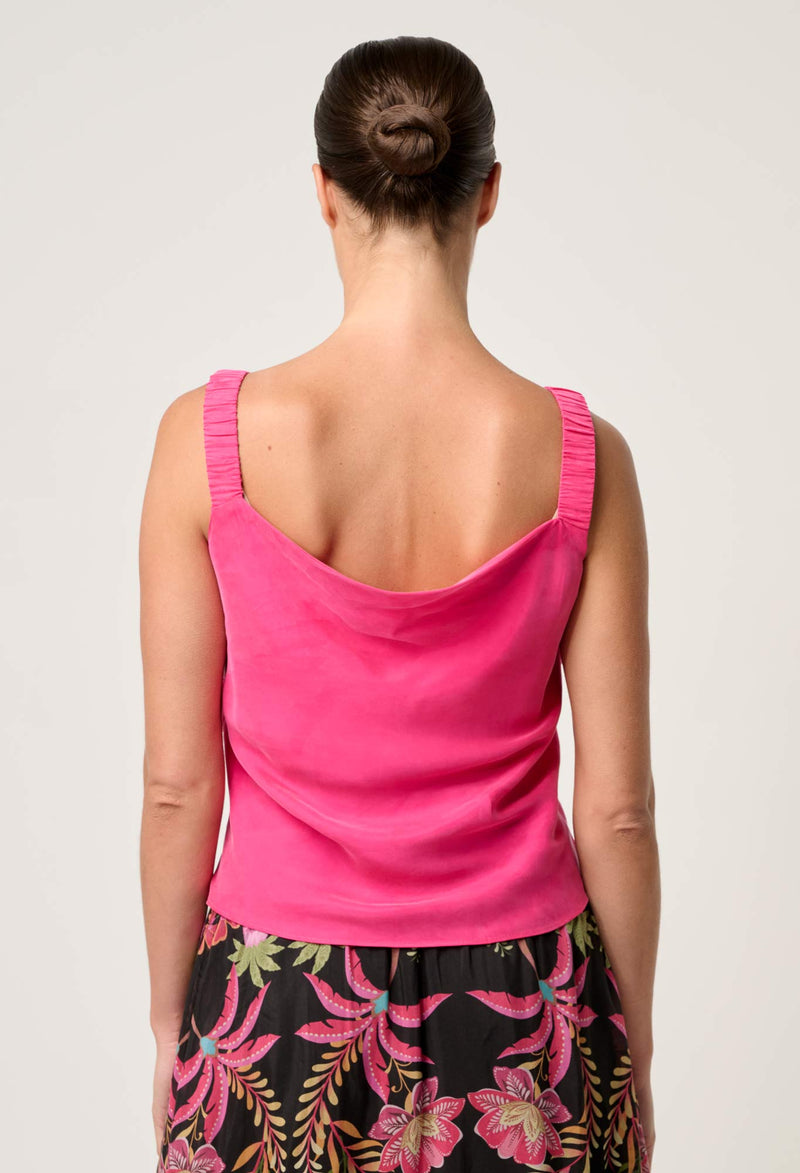 DELRAY REVERSIBLE CUPRO CAMI in Celosia Pink from Oncewas