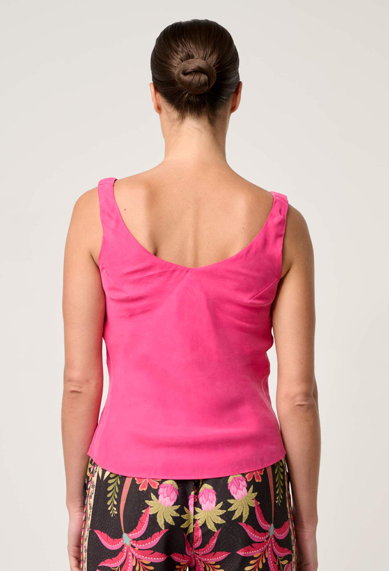 DELRAY REVERSIBLE CUPRO CAMI in Celosia Pink from Oncewas