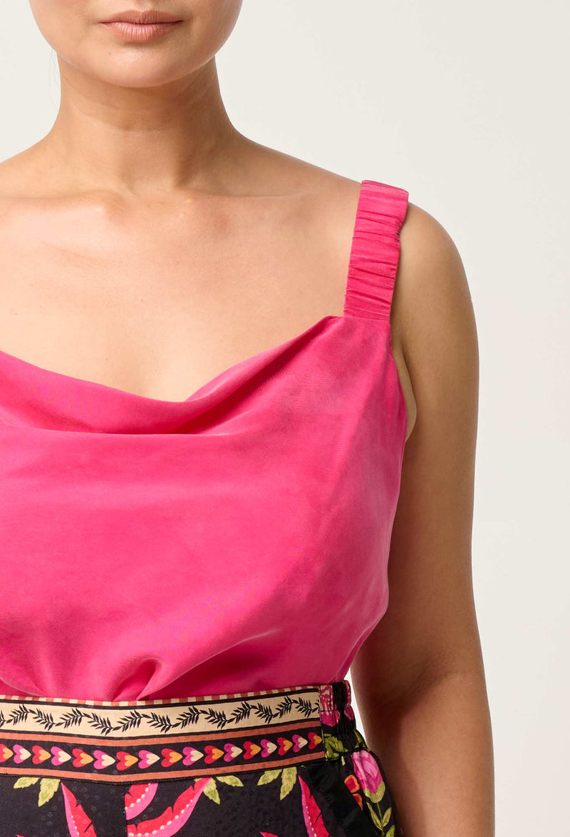 DELRAY REVERSIBLE CUPRO CAMI in Celosia Pink from Oncewas