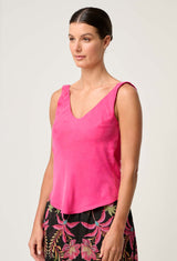 DELRAY REVERSIBLE CUPRO CAMI in Celosia Pink from Oncewas