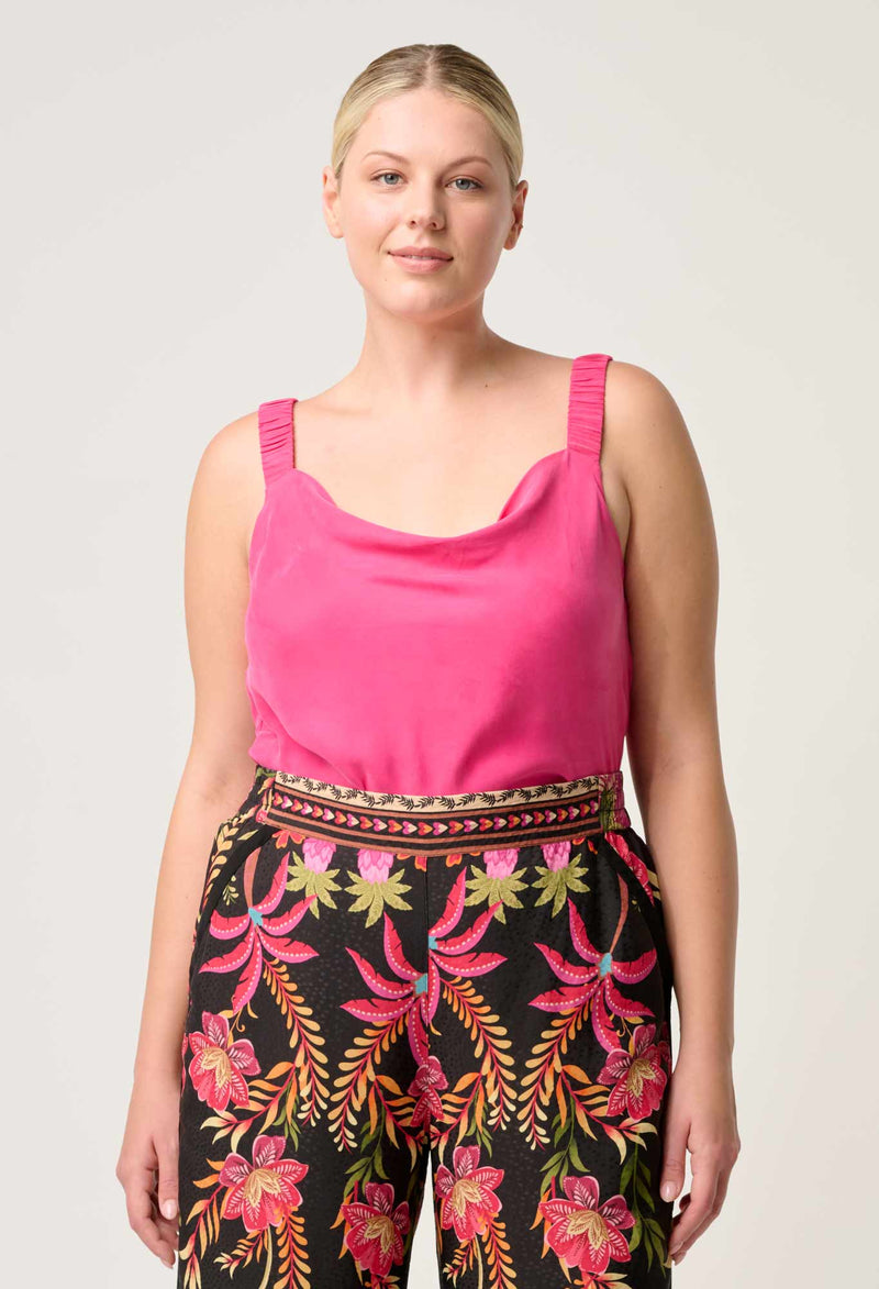 DELRAY REVERSIBLE CUPRO CAMI in Celosia Pink from Oncewas