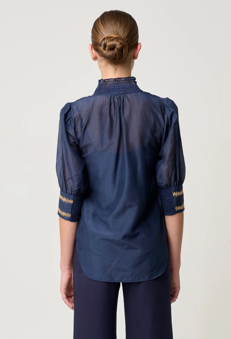 MUSTIQUE COTTON SILK BLOUSE in Ink from Oncewas