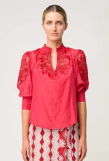 OLEANDER COTTON SILK BLOUSE | Ruby
