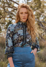 KNOX COTTON SILK SHIRT in Dahlia Fields from Oncewas