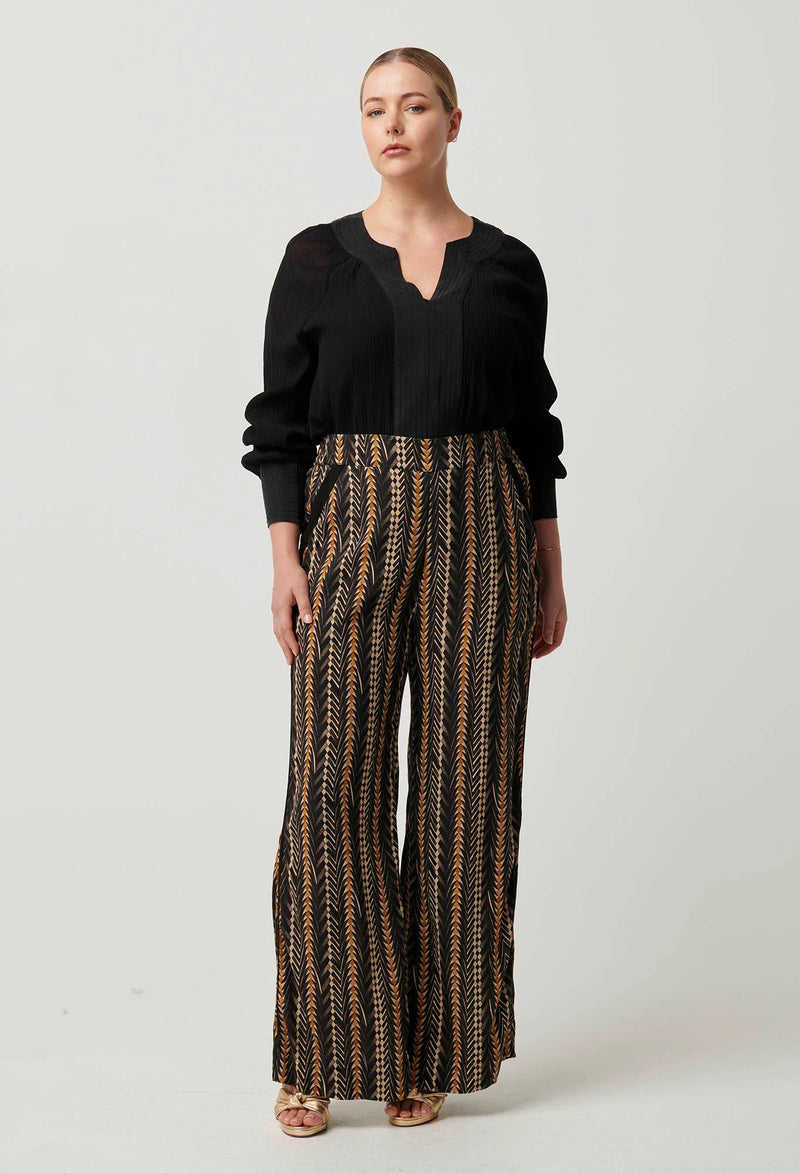 LUCENT CRINKLE COTTON SILK BLOUSE in Black from Oncewas