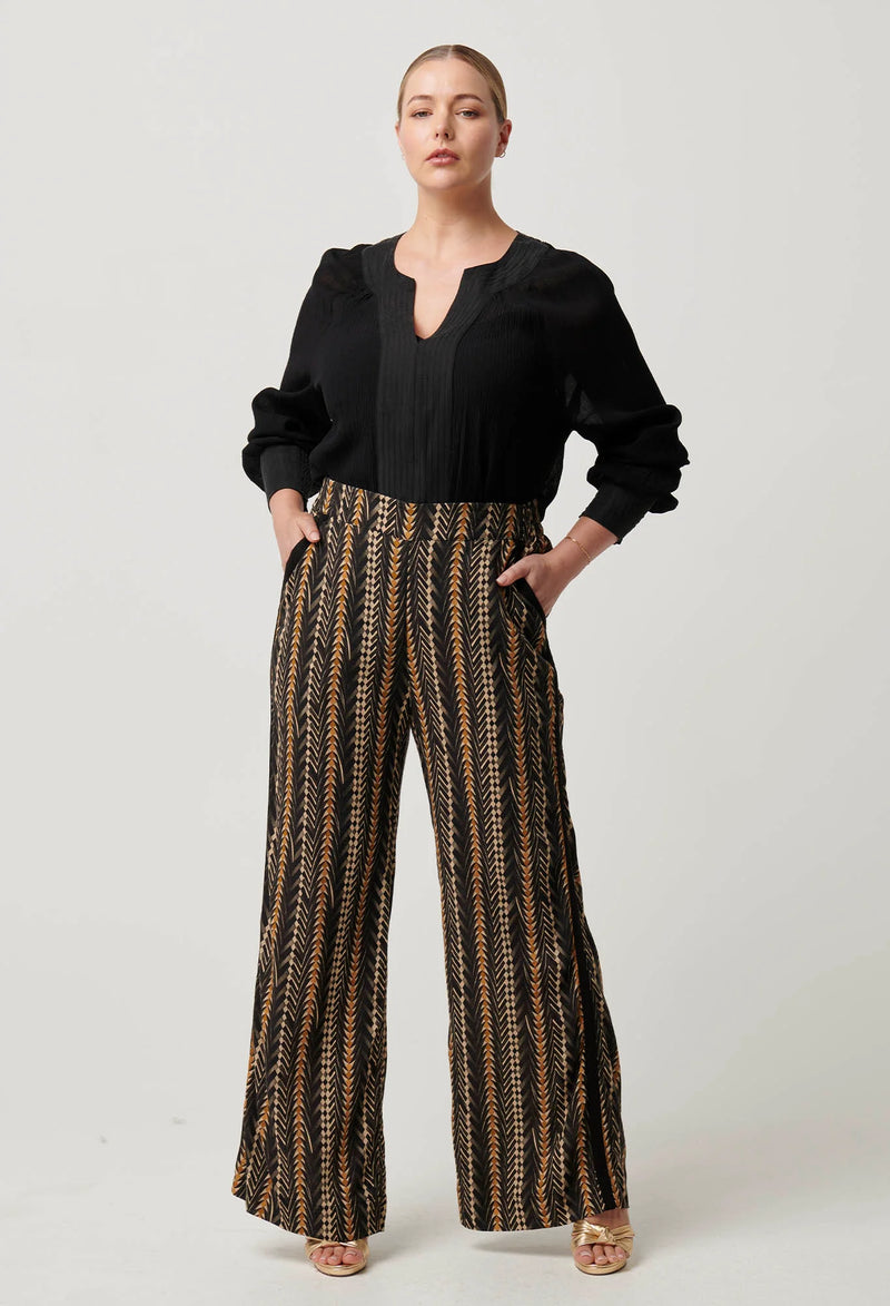 LUCENT CRINKLE COTTON SILK BLOUSE in Black from Oncewas