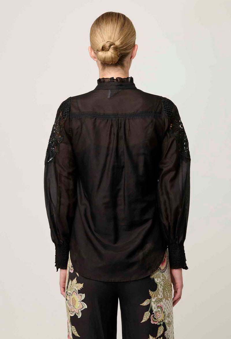 SEVILLA COTTON SILK SHIRT in Onyx from Oncewas