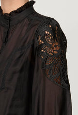 SEVILLA COTTON SILK SHIRT in Onyx from Oncewas