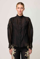 SEVILLA COTTON SILK SHIRT in Onyx from Oncewas