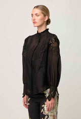 SEVILLA COTTON SILK SHIRT in Onyx from Oncewas