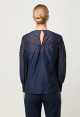 MIRADOR COTTON SILK BLOUSE | Night Sky