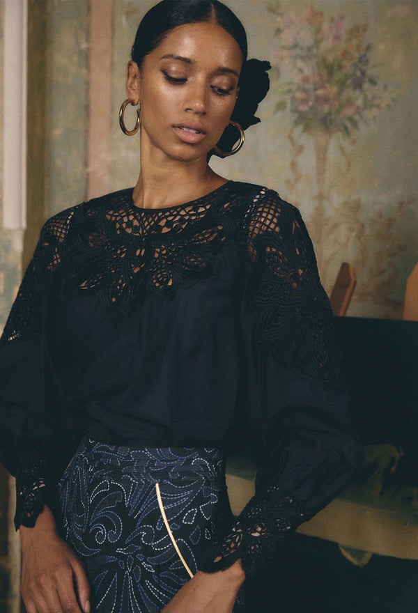 MIRADOR COTTON SILK BLOUSE | Night Sky