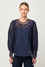 MIRADOR COTTON SILK BLOUSE | Night Sky
