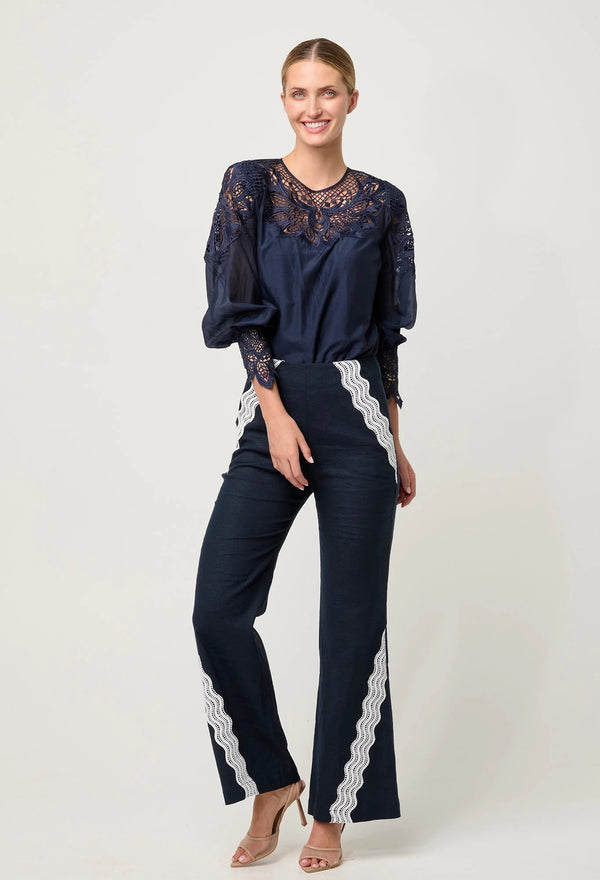 MIRADOR COTTON SILK BLOUSE | Night Sky